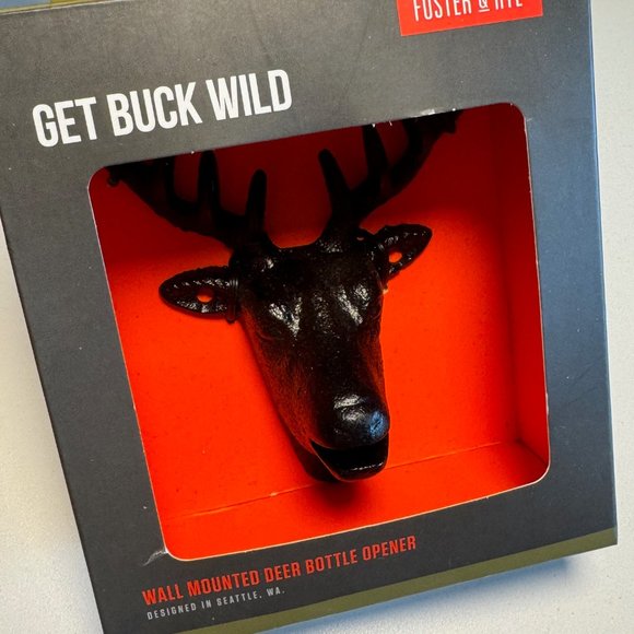 Stag Deer Head Wall Mounted Deer Bottle Opener Foster & Rye NIB - Picture 2 of 4